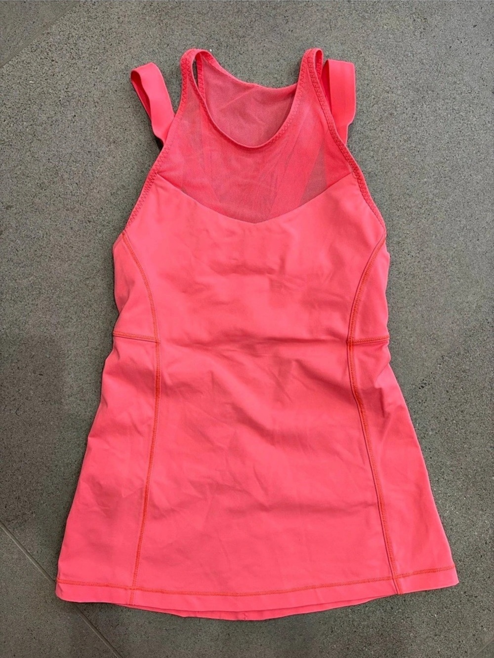 lululemon Pink Orange Running in City Mesh built-in bra Tank Size 2